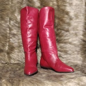 Studio 10 Red Leather Boots Size 7.5